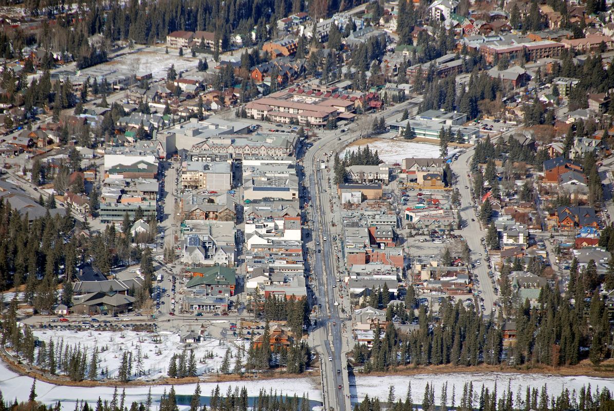 07B Banff Downtown Close Up With Bow River From Banff Gondola On Sulphur Mountain In Winter